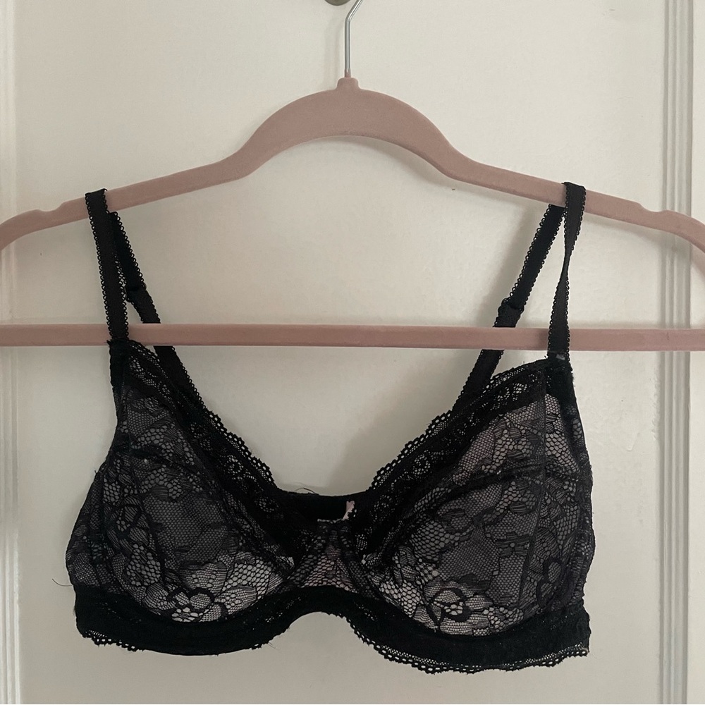 Sophie B. Black Lace Floral Underwire Bra